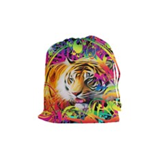 Tiger In The Jungle Drawstring Pouch (Medium)