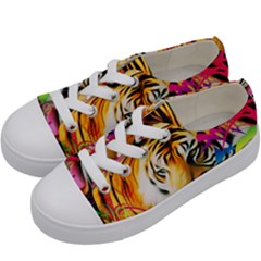 Tiger In The Jungle Kids  Low Top Canvas Sneakers