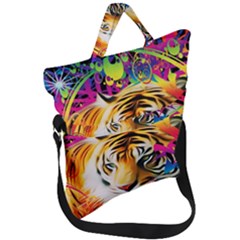 Tiger In The Jungle Fold Over Handle Tote Bag