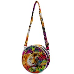Tiger In The Jungle Crossbody Circle Bag by icarusismartdesigns