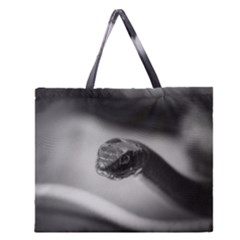 Black And White Snake Zipper Large Tote Bag by ExtraGoodSauce