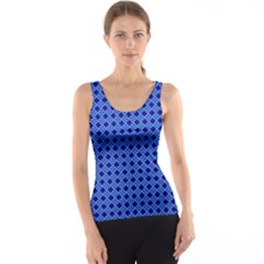 Basket Weave Basket Pattern Blue Tank Top