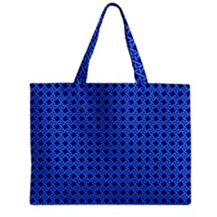 Basket Weave Basket Pattern Blue Zipper Mini Tote Bag