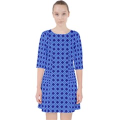 Basket Weave Basket Pattern Blue Pocket Dress