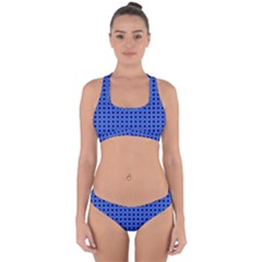 Basket Weave Basket Pattern Blue Cross Back Hipster Bikini Set