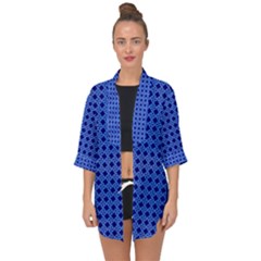 Basket Weave Basket Pattern Blue Open Front Chiffon Kimono by Dutashop