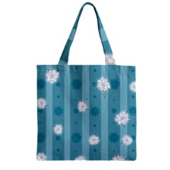 Gardenia Flowers White Blue Zipper Grocery Tote Bag