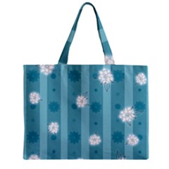 Gardenia Flowers White Blue Zipper Mini Tote Bag