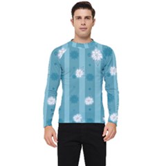 Gardenia Flowers White Blue Men s Long Sleeve Rash Guard