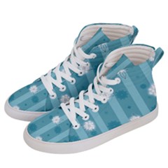 Gardenia Flowers White Blue Women s Hi-top Skate Sneakers