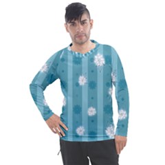 Gardenia Flowers White Blue Men s Pique Long Sleeve Tee