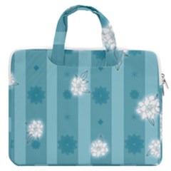 Gardenia Flowers White Blue Macbook Pro Double Pocket Laptop Bag by Dutashop