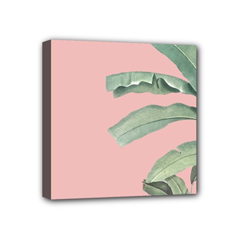 Banana Leaf On Pink Mini Canvas 4  X 4  (stretched) by goljakoff