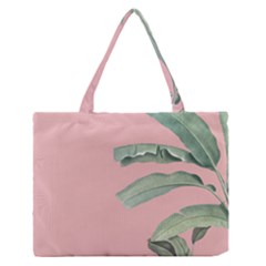 Banana Leaf On Pink Zipper Medium Tote Bag by goljakoff
