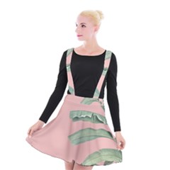 Banana Leaf On Pink Suspender Skater Skirt by goljakoff