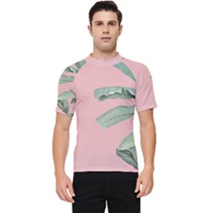 Banana Leaf On Pink Men s Short Sleeve Rash Guard by goljakoff