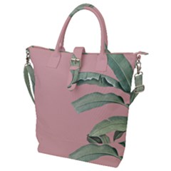 Banana Leaf On Pink Buckle Top Tote Bag by goljakoff