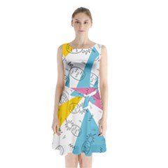 Pineapples Pop Art Sleeveless Waist Tie Chiffon Dress by goljakoff