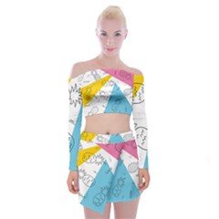 Pineapples Pop Art Off Shoulder Top With Mini Skirt Set by goljakoff