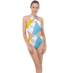 Pineapples Pop Art Halter Side Cut Swimsuit by goljakoff