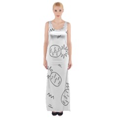 Pineapples Doodles Thigh Split Maxi Dress