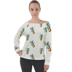 Pineapples Off Shoulder Long Sleeve Velour Top by goljakoff