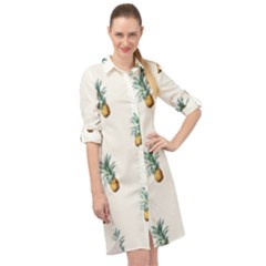 Pineapples Long Sleeve Mini Shirt Dress by goljakoff