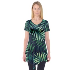 Green Leaves Short Sleeve Tunic  by goljakoff