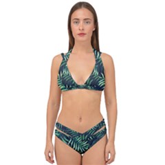 Green Leaves Double Strap Halter Bikini Set by goljakoff