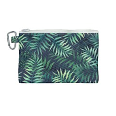 Green Leaves Canvas Cosmetic Bag (medium) by goljakoff