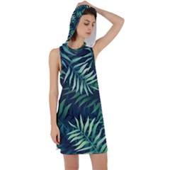 Green Leaves Racer Back Hoodie Dress by goljakoff