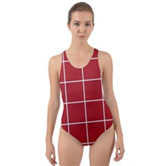 Red Buffalo Plaid Cut-out Back One Piece Swimsuit by goljakoff