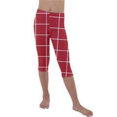 Red Buffalo Plaid Kids  Lightweight Velour Capri Leggings  by goljakoff