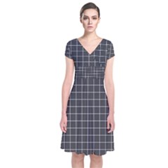 Gray Plaid Short Sleeve Front Wrap Dress by goljakoff