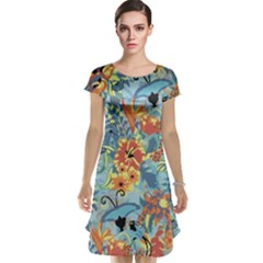 Flowers and butterfly Cap Sleeve Nightdress
