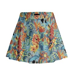 Flowers and butterfly Mini Flare Skirt