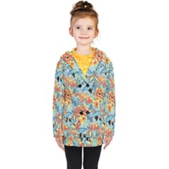 Flowers and butterfly Kids  Double Breasted Button Coat