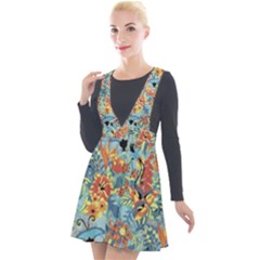 Flowers and butterfly Plunge Pinafore Velour Dress