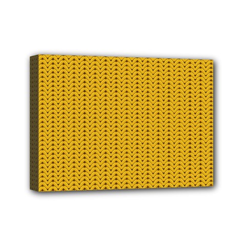 Yellow Knitted Pattern Mini Canvas 7  X 5  (stretched) by goljakoff