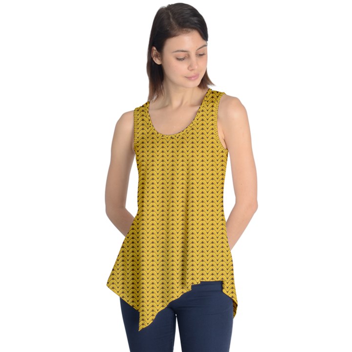 Yellow knitted pattern Sleeveless Tunic