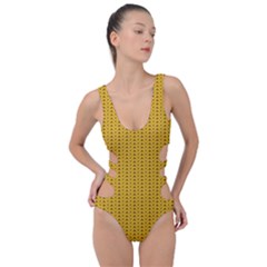 Yellow Knitted Pattern Side Cut Out Swimsuit by goljakoff