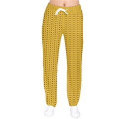 Yellow Knitted Pattern Women Velvet Drawstring Pants by goljakoff