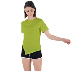 Acid Green Asymmetrical Short Sleeve Sports Tee by FabChoice