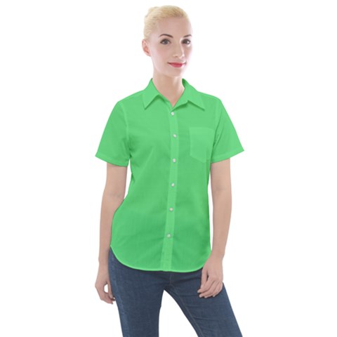 Algae Green Women s Short Sleeve Pocket Shirt by FabChoice