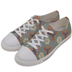 Flowers Leaves  Floristic Pattern Women s Low Top Canvas Sneakers by SychEva
