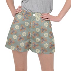 Flowers Leaves  Floristic Pattern Ripstop Shorts by SychEva