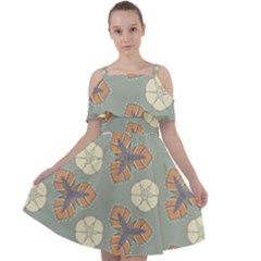 Flowers Leaves  Floristic Pattern Cut Out Shoulders Chiffon Dress by SychEva