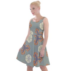 Flowers Leaves  Floristic Pattern Knee Length Skater Dress by SychEva