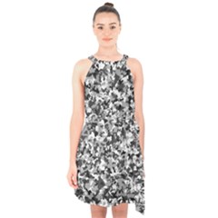 Camouflage Bw Halter Collar Waist Tie Chiffon Dress by JustToWear