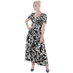 Camouflage Bw Button Up Short Sleeve Maxi Dress by JustToWear